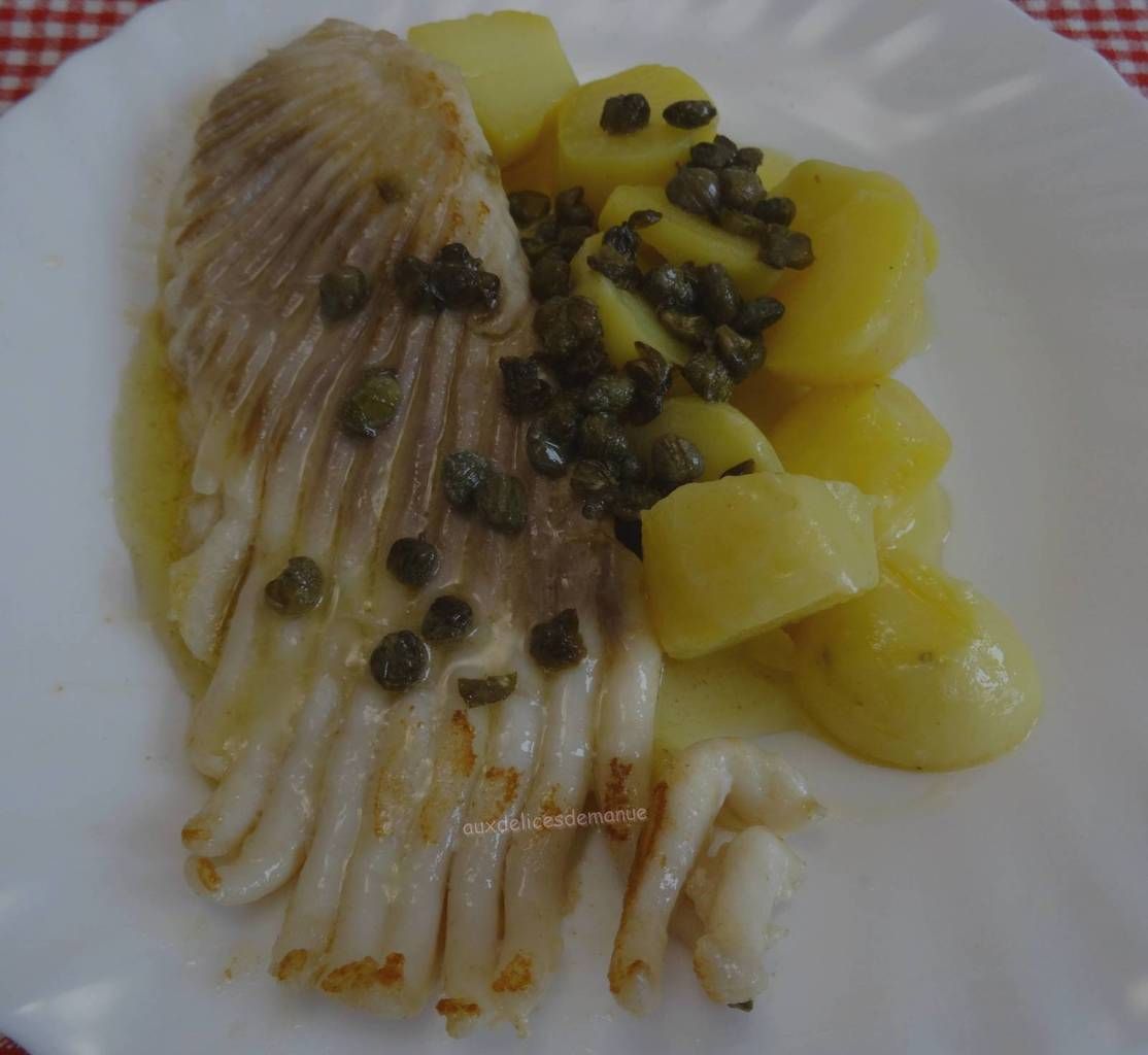  raie , aile de raie, filet de raie poisson, beurre noisette, cuisson rapide, câpres