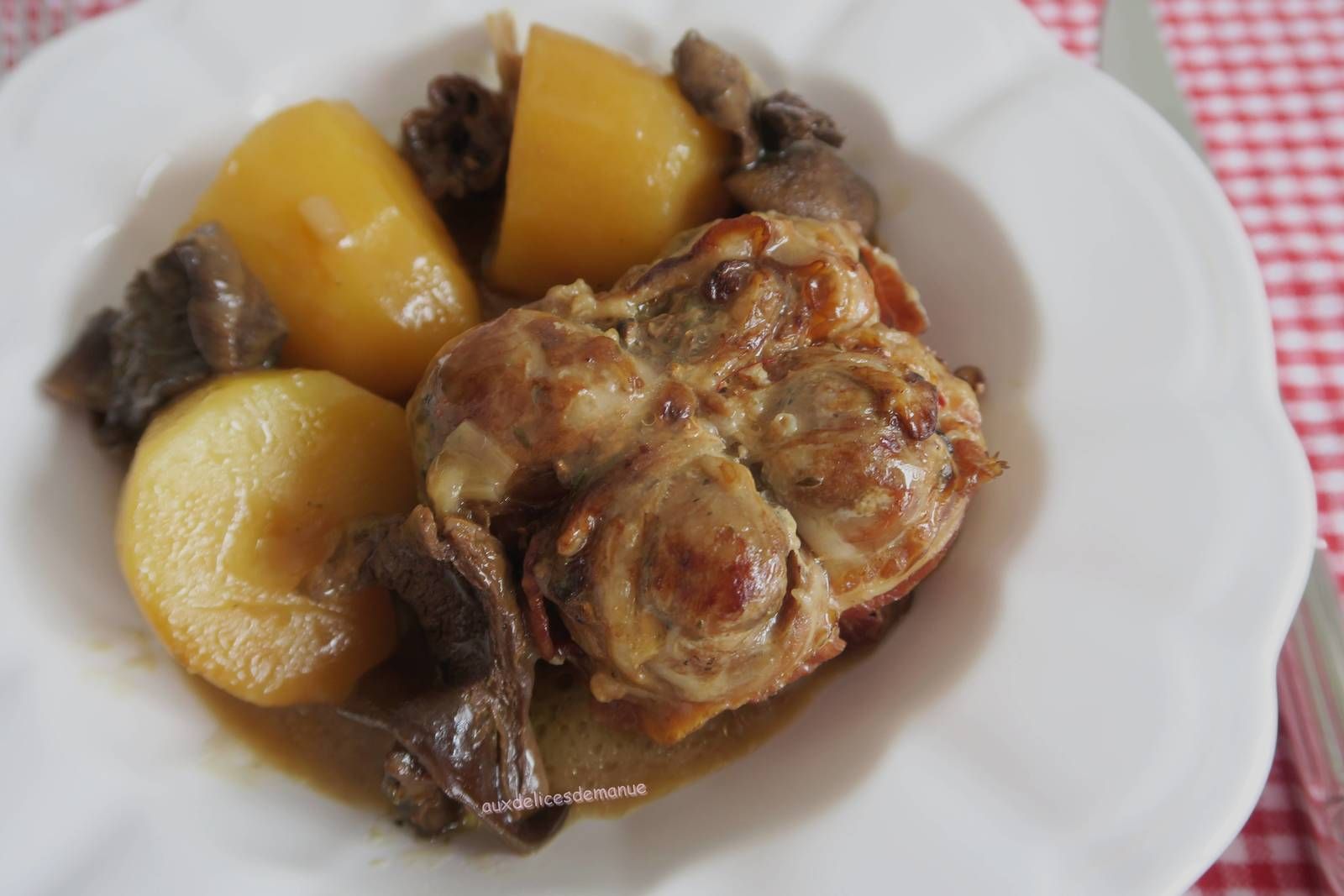poulet, volaille, cuisses, cèpes, champignons, paupiettes, pommes de terre, plat complet, plat unique