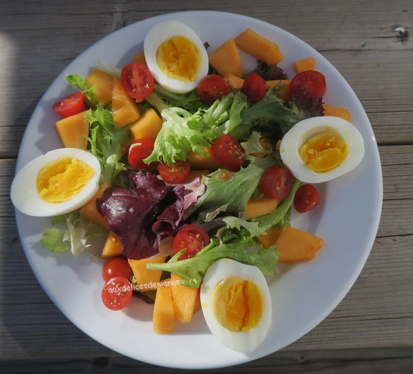 salade, melon, tomate, œuf, recette rapide, vacances