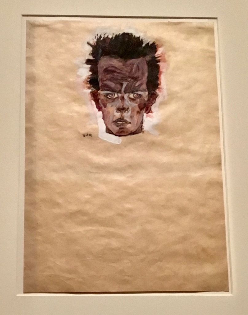 Autoportrait, tête, 1910, Gouache, aquarelle et fusain sur papier, Ömer Koç