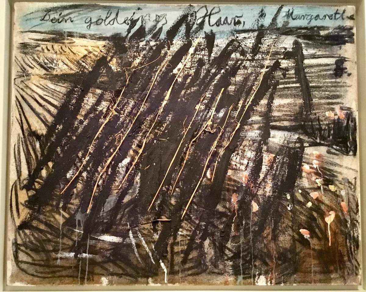 Anselm Kiefer, Dein goldenes Haar Margarethe, 1981, Acrylic, emulsion, charcoal and straw on burlap
