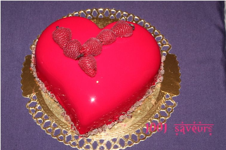 Coeur bavarois chocolat framboises 