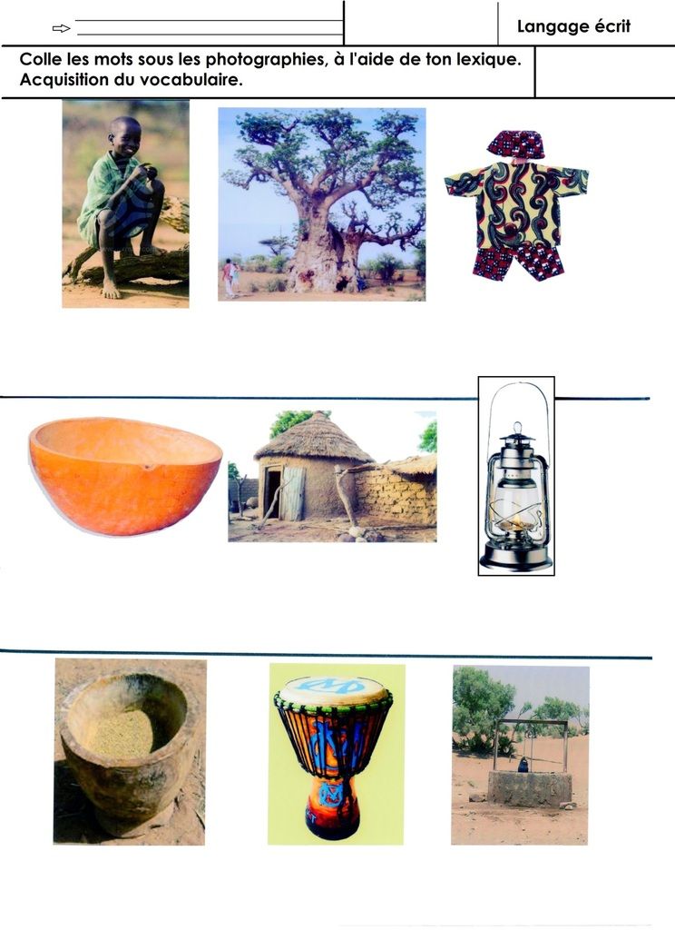 Afrique, langage écrit - école maternelle Gellow