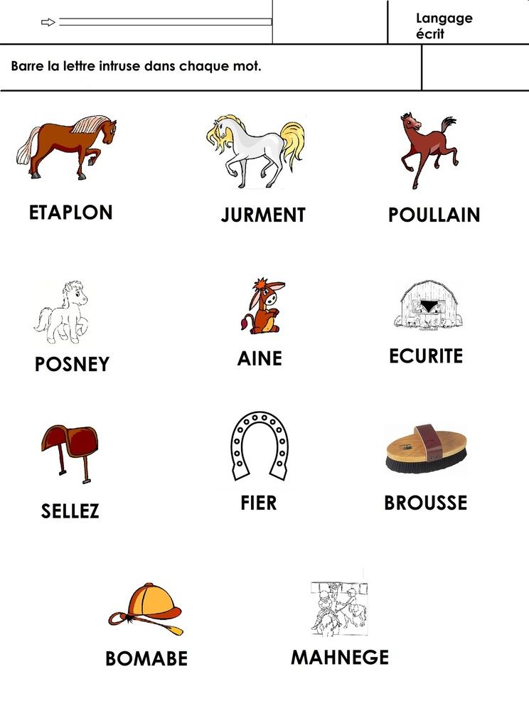 Mots Liés Au Cheval En 7 Lettres cheval, langage écrit - école maternelle Gellow