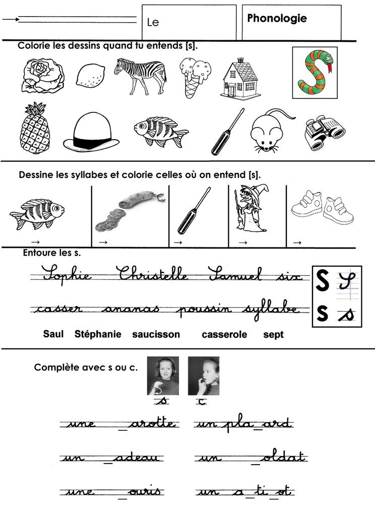 Phonologie Cp Le Son S Graphies Etudiees S Ss C C Et Syllabe Tion Ecole Maternelle Gellow