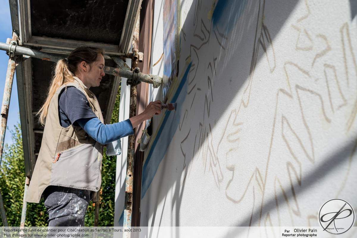 Reportage sur le chantier des fresques murales dans le quartier du Sanitas à Tours
