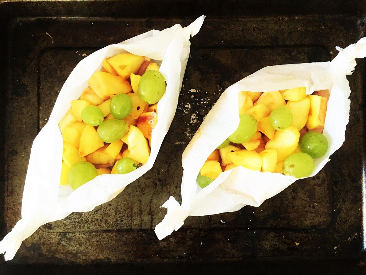 papillotes de poulet pommes et raisins