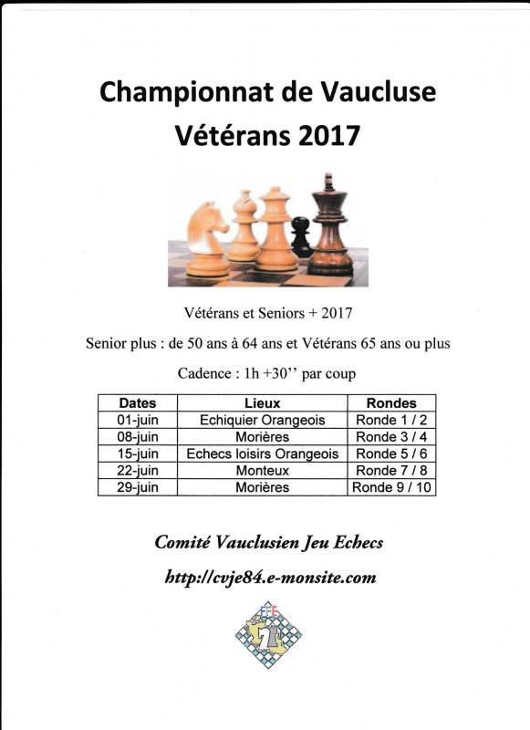 Tournoi d'Échecs : Championnat de Vaucluse vétérans