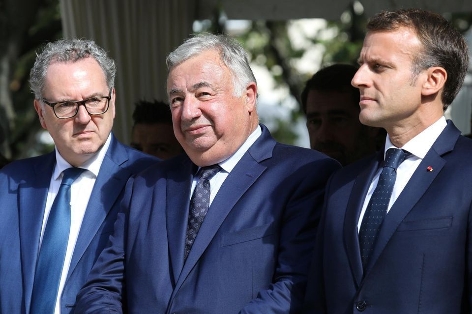 Le président de l'Assemblée nationale, Richard Ferrand, le président du Sénat, Gérard Larcher, et le président de la République, Emmanuel Macron, en septembre 2018 à Paris. Photo Ludovic Marin. AFP