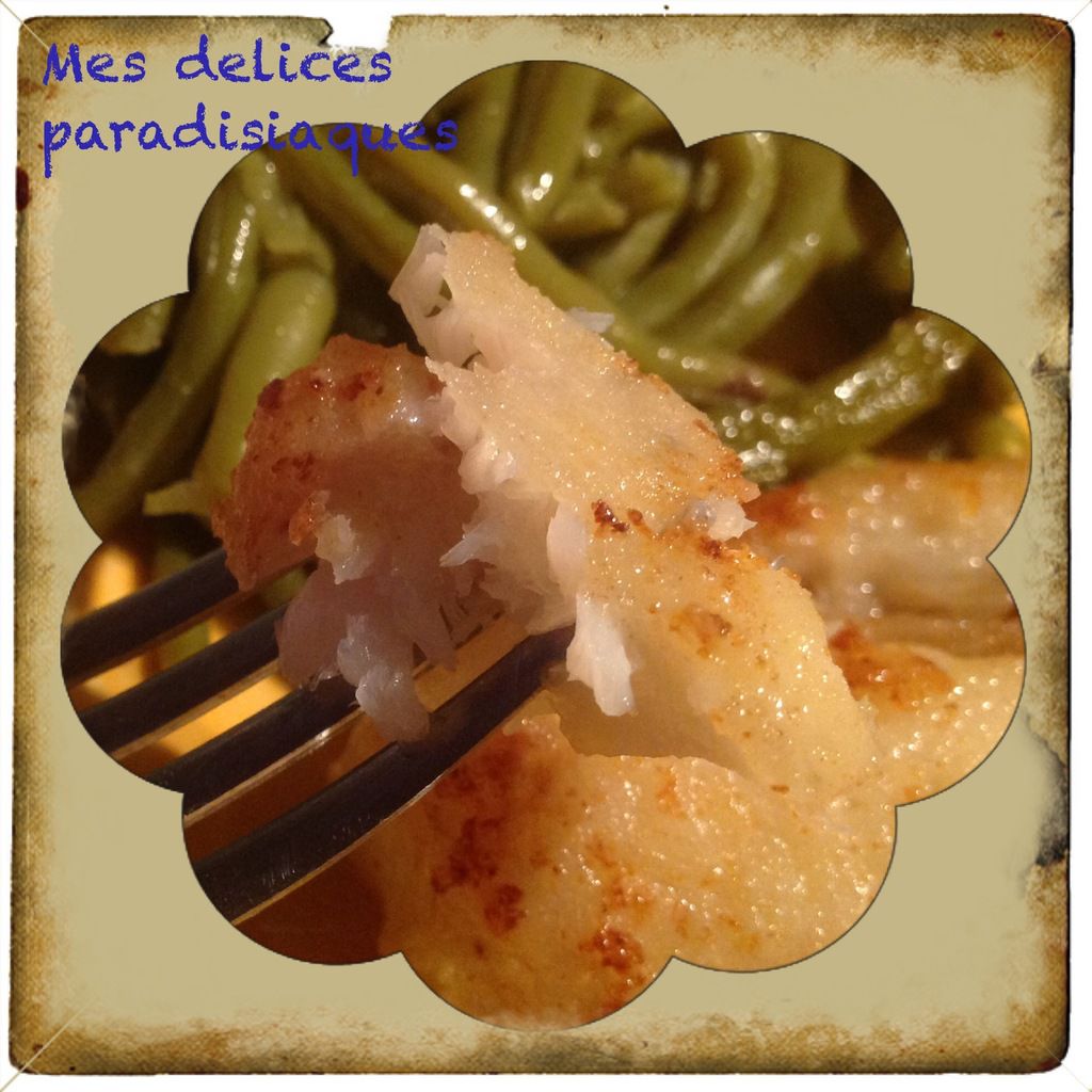 Filet de merlan croustillants au beurre avec son riz et haricots verts