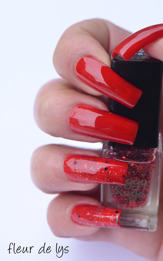 Vernis ongles rouge + paillettes