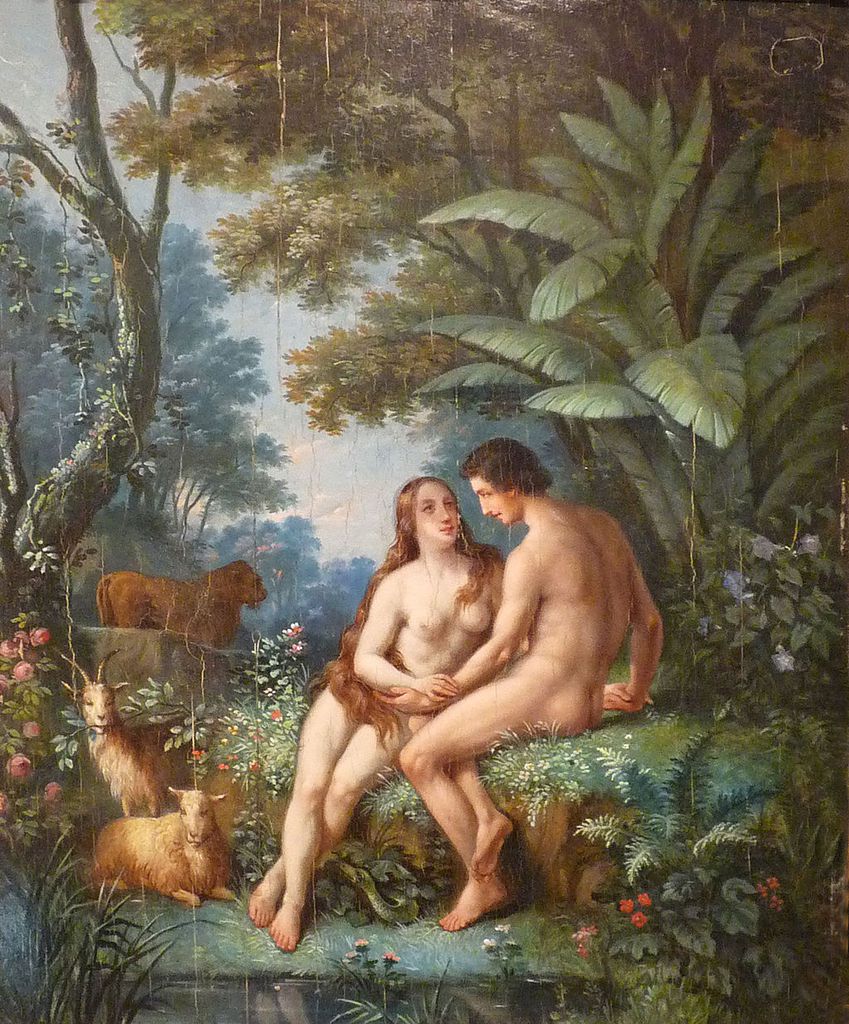 Adam et Eve au paradis terrestre, par Jean-Joseph Thorelle (1806-1899) , Musée de Miremont. (Photo Wikimedia commons)