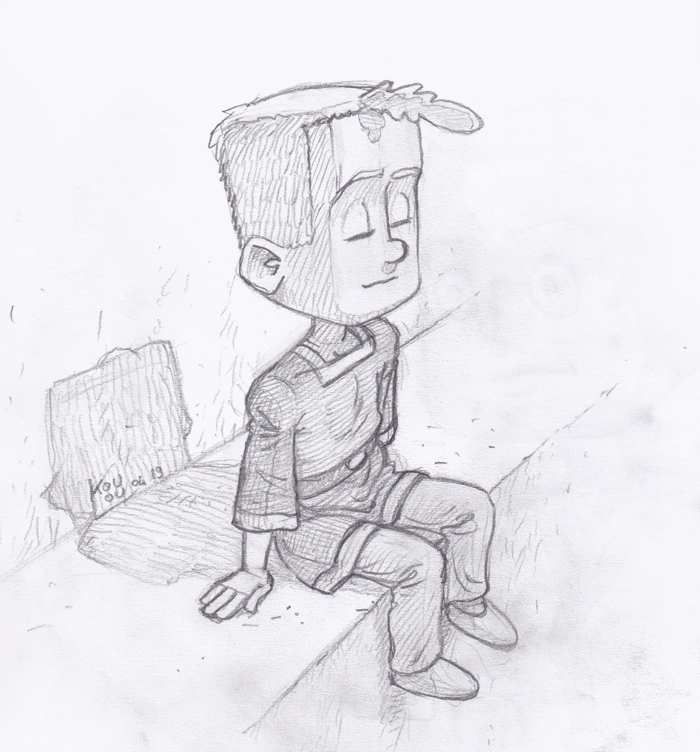 Titus assis au crayon2