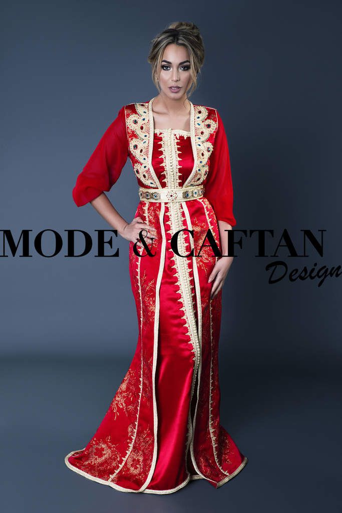 Robe de soirée orientale rouge, mariage et fiançailles ou invitée - Mode et  Caftan Design