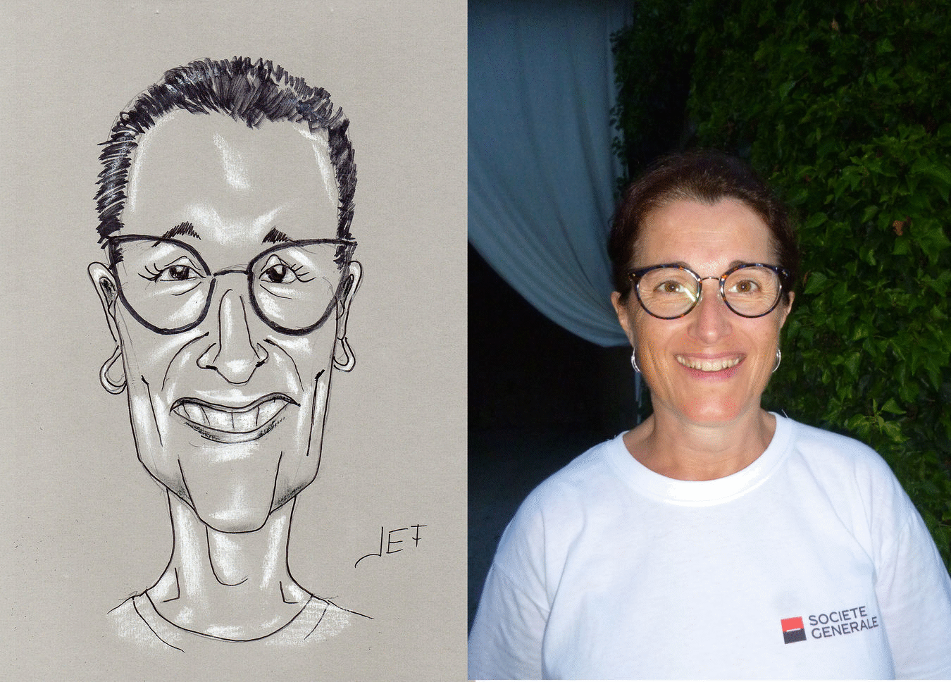 Animation JEF Caricaturiste pour la société générale au logis de Boussac à Cherves-Richemond près de Cognac le 22 juin 2017