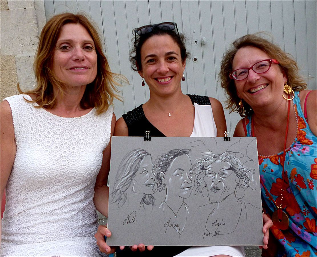 Nath, Maëva et Agnès caricature de JEF