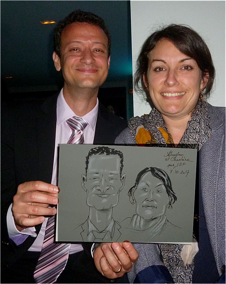 Sébastien et Charlène caricature de Jef