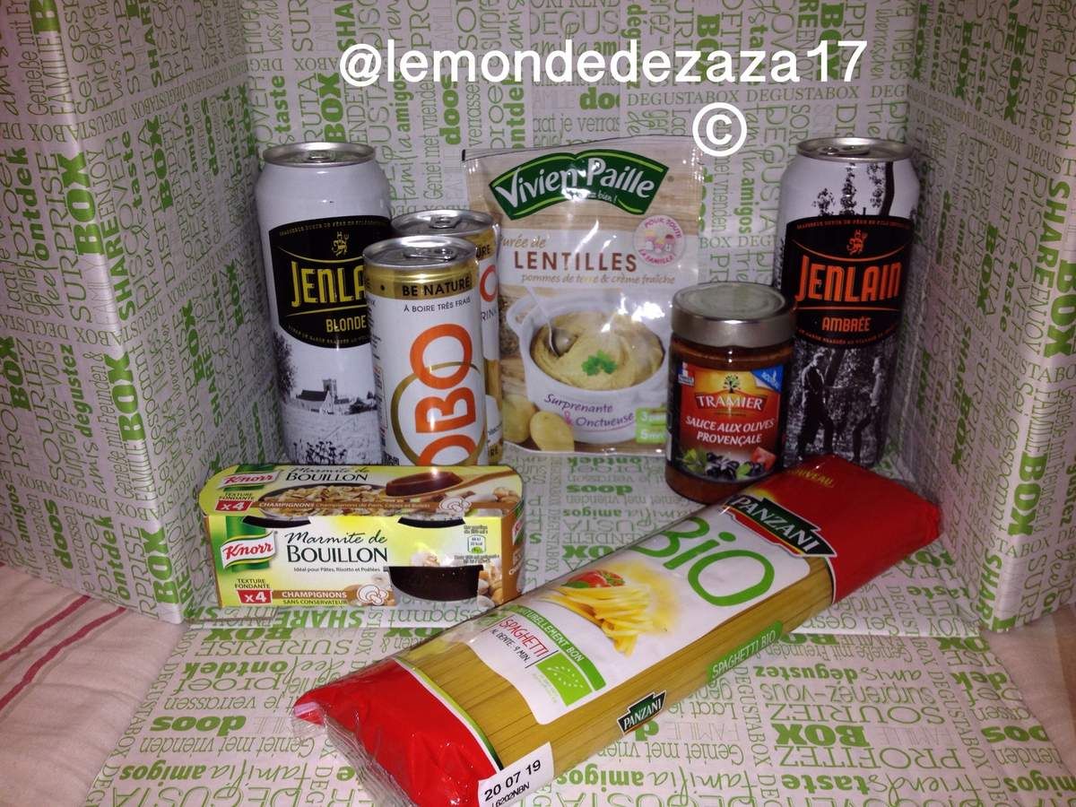 Boisson énergisante, bière, purée, sauce tomate, bouillon et spaghetti