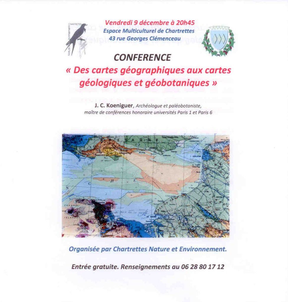Conférence &quot;Des cartes géographiques aux cartes géologiques et géobotaniques&quot; vendredi 9 Décembre 2016