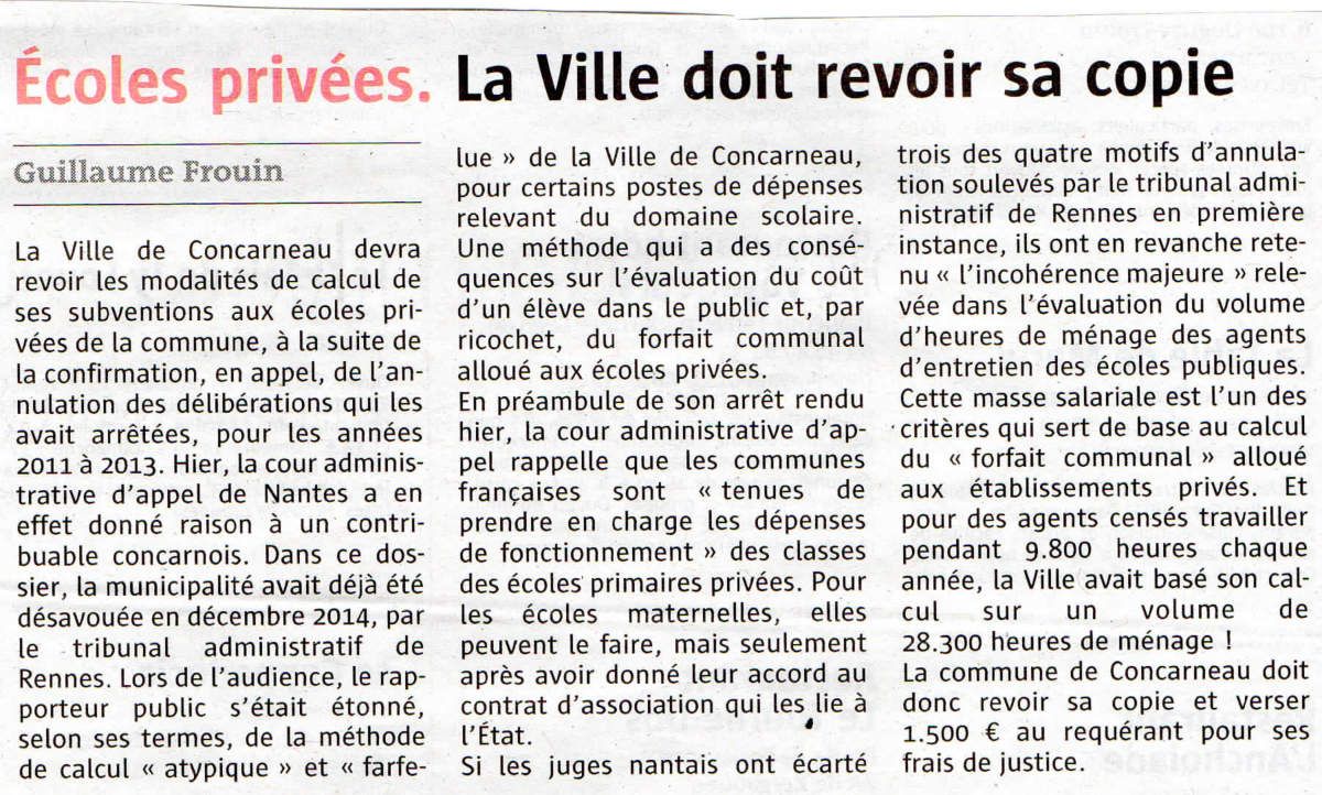 La mairie de Concarneau condamnée