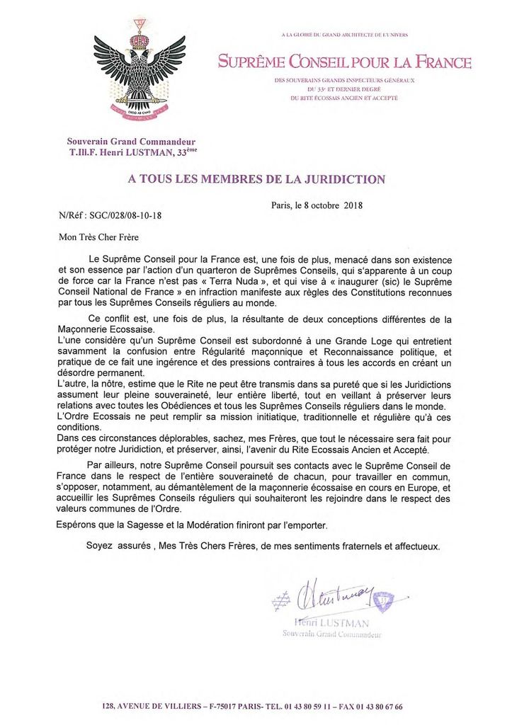 La Reaction Du Souverain Grand Commandeur Du Scplf Gemissons Gemissons Gemissons Mais Esperons Le Myosotis Du Dauphine Savoie Le Blog Des Fideles D Amour