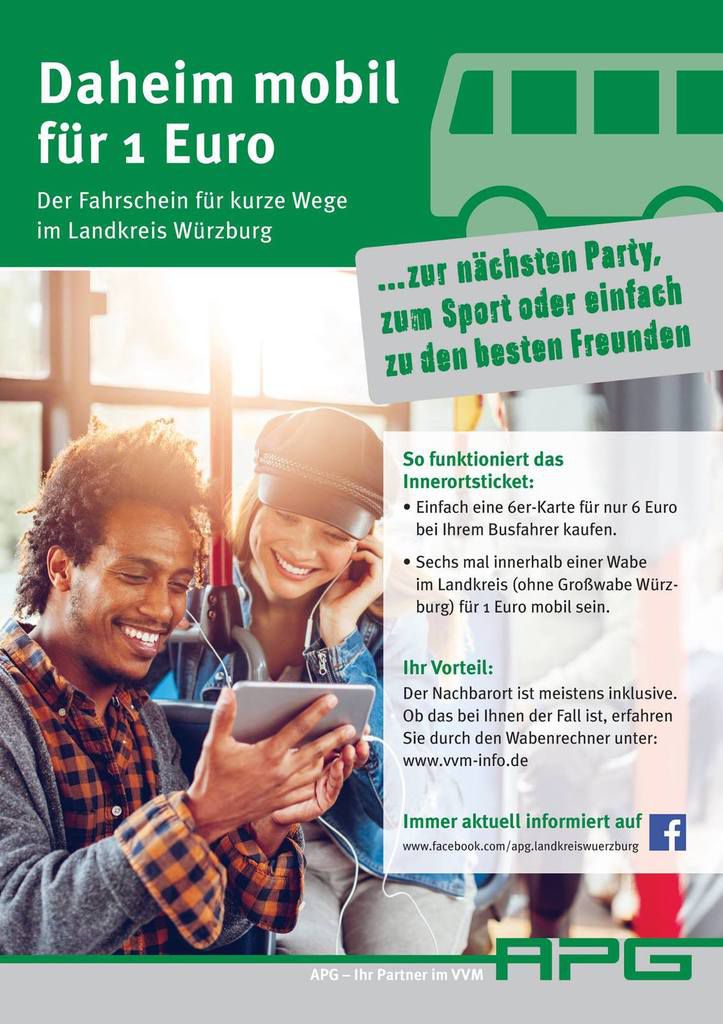 Innerortsticket: In Veitshöchheim mobil für 1 Euro