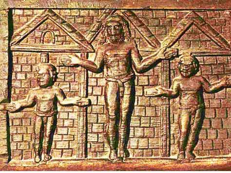 Église Sainte-Sabine de Rome (Ve siècle), représentation de la Crucifixion ( http://artbiblique.hautetfort.com/archive/2015/02/index.html )