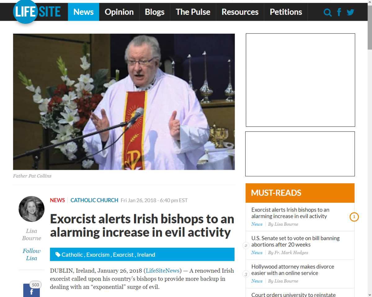 Un exorciste alerte les évêques irlandais d'un accroissement alarmant de l'activité diabolique