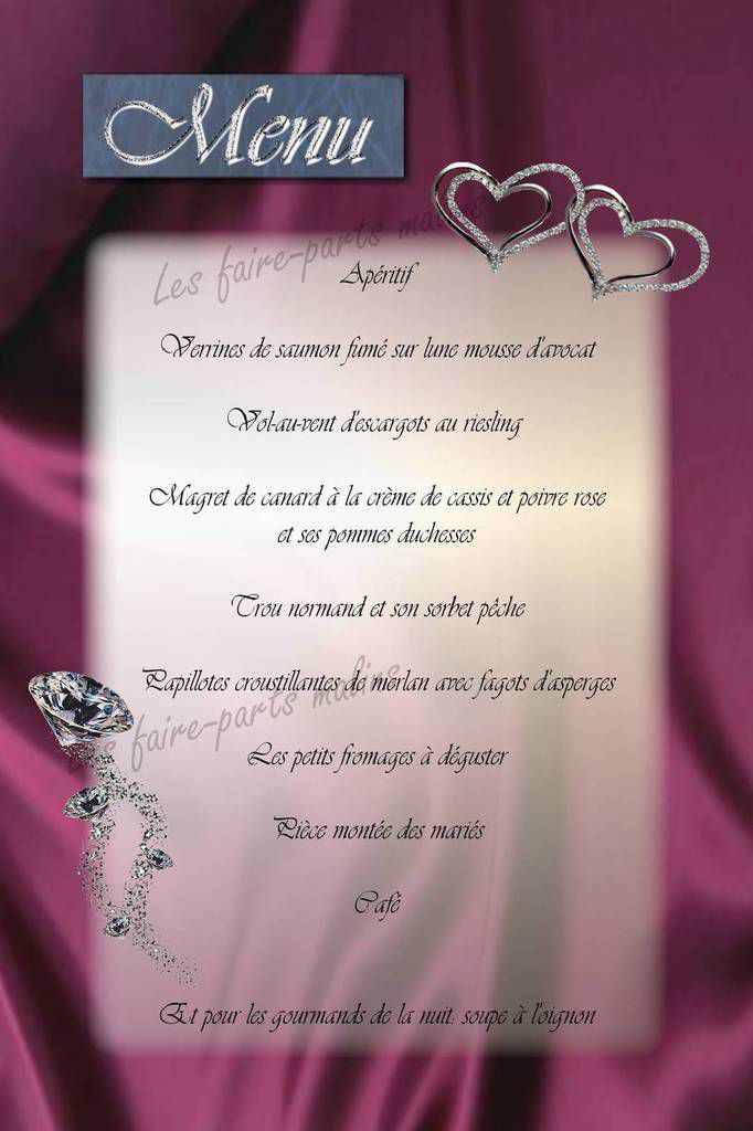 menu diamant violet bleu mariage invitationdiamantpascher diamantviolet mariage