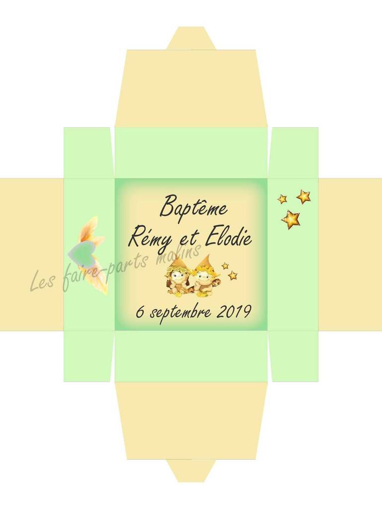 boite lutin jumeaux naissance baptême mariage invitationlutinpascher