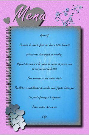 menu coeur parme bleu baptême mariage invitationcoeurparmebleupascher