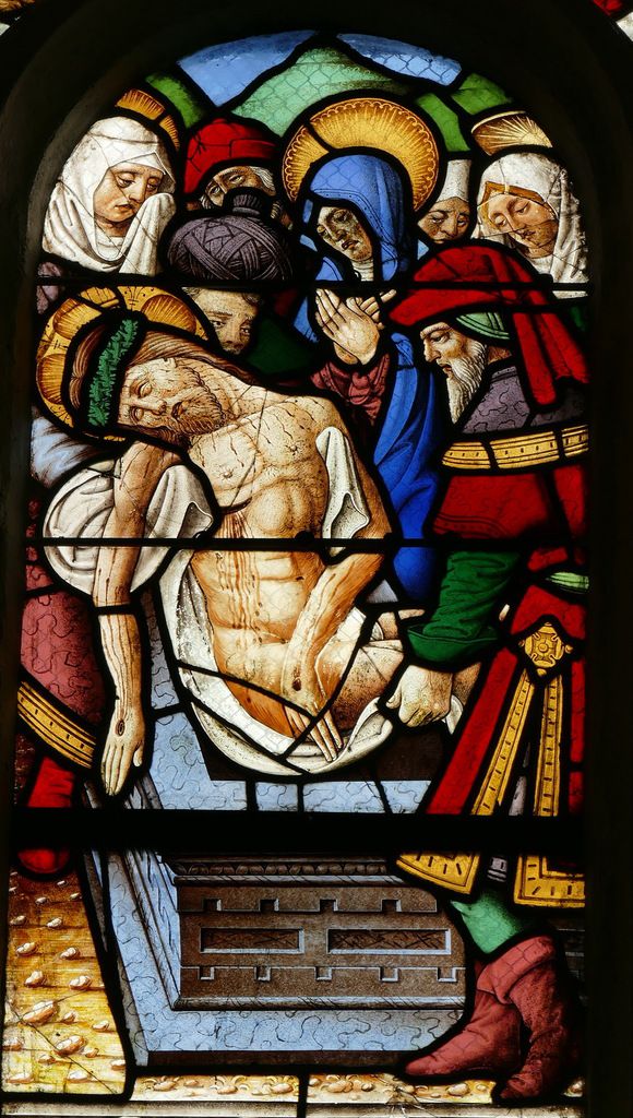 Mise au tombeau, Passion de la maîtresse-vitre de la chapelle saint-Fiacre, Le Faouët, photographie lavieb-aile