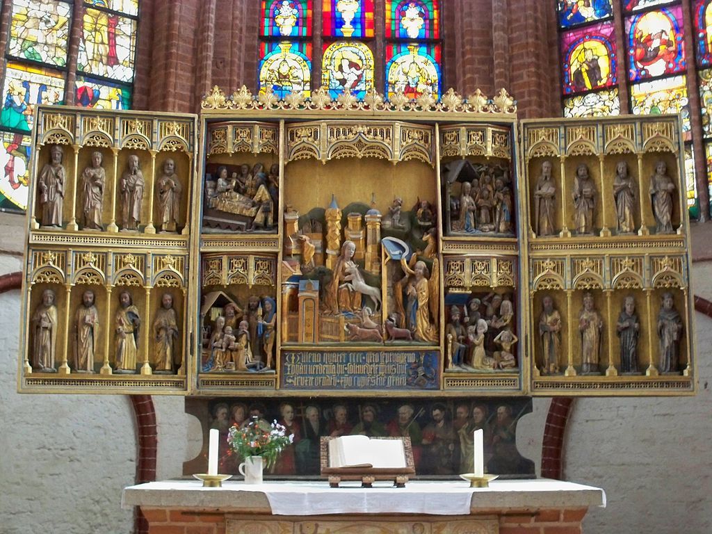 Le retable à la licorne (Einhornaltar) du monastère de  Dambeck à Salzwedel. http://www.wikiwand.com/de/Katharinenkirche_(Salzwedel)