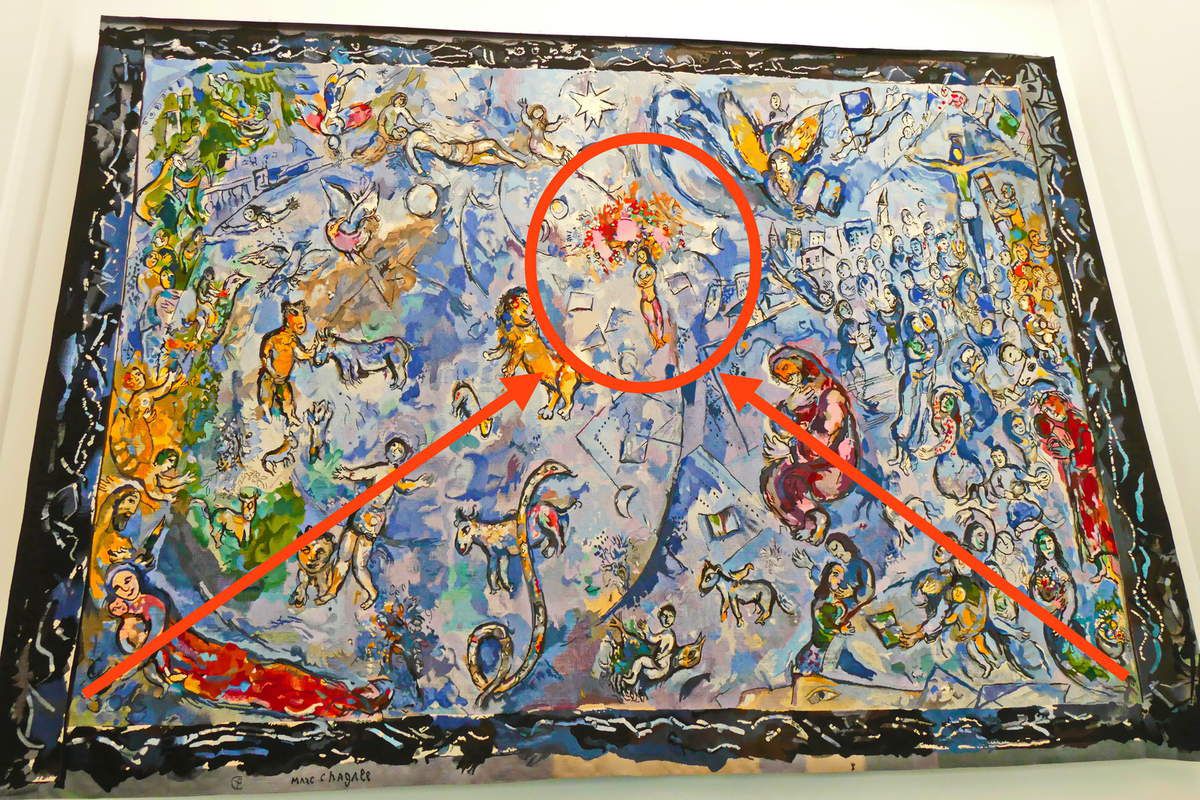 Tapisserie La Paix, 1993, Yvette Cauquil-Prince d'après Chagall au Musée du Pays de Sarrebourg. Photographie lavieb-aile 2 mai 2016 .