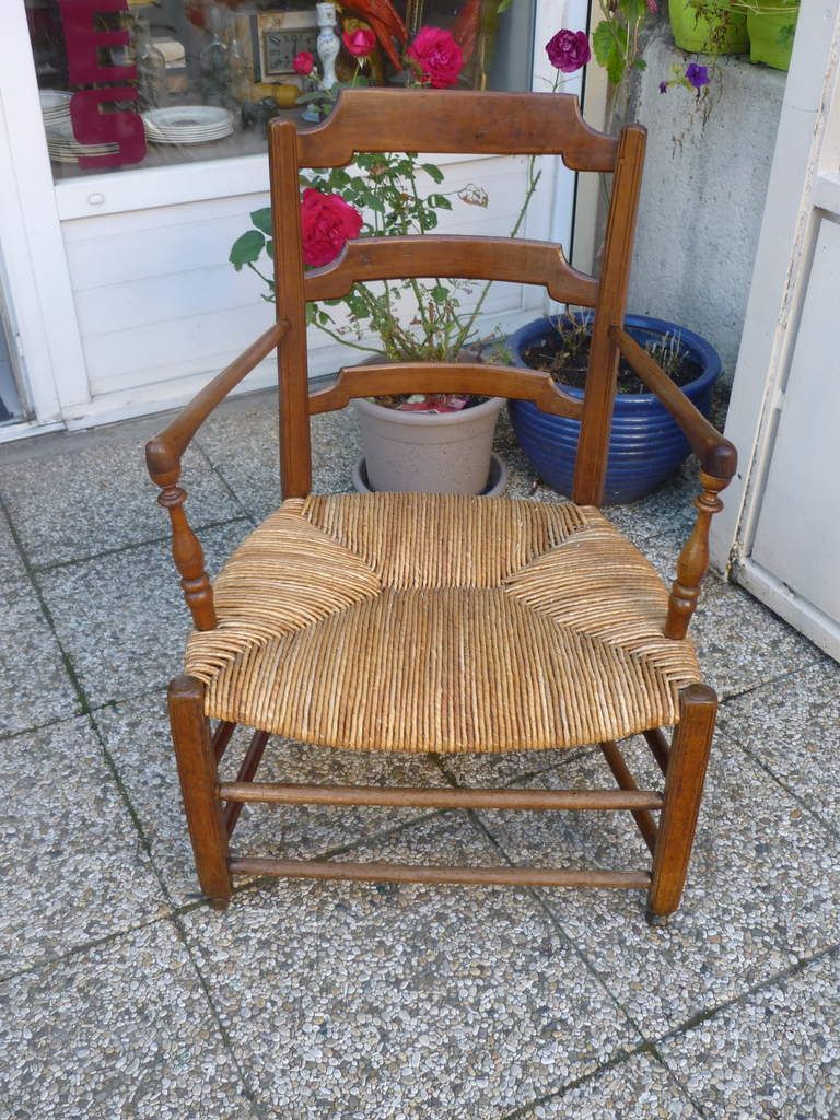 fauteuil  paillé à fuseaux