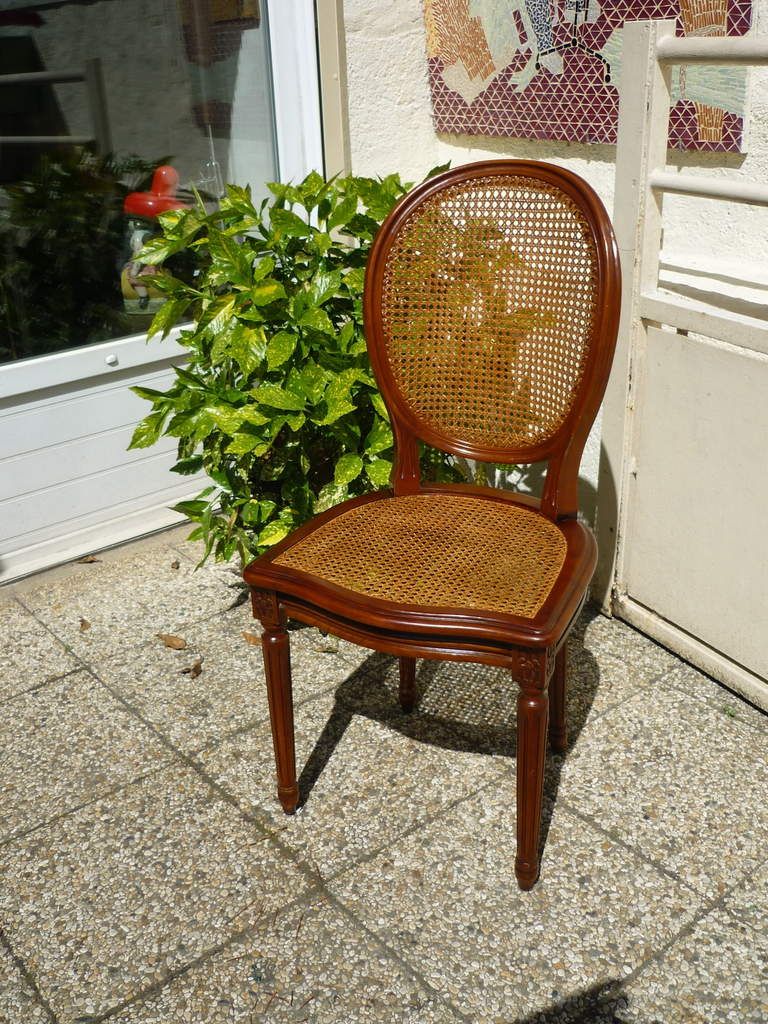 chaise Louis XVI cannée dossier médaillon