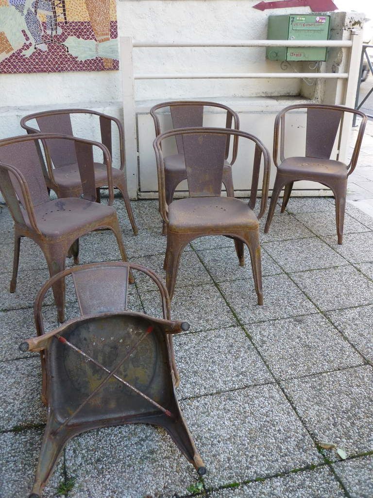 Tolix Vintage 1930s set de 6 fauteuils