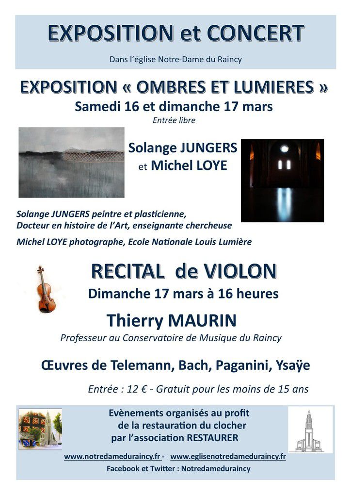 exposition et concert 16 et 17 mars 2019 à l'église ND du Raincy