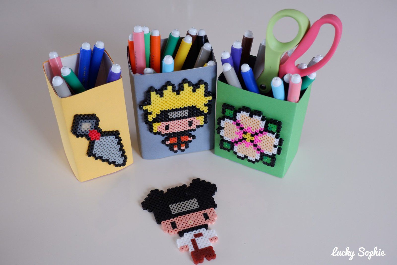 Pots à crayon Naruto en perles à repasser - Lucky Sophie blog famille voyage
