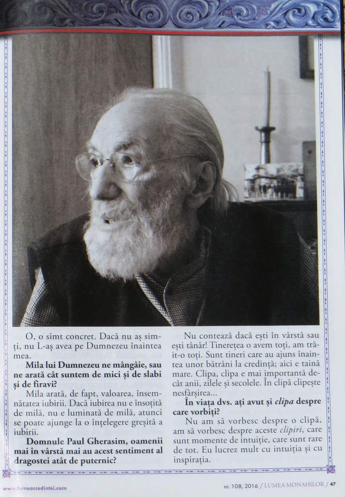 Ultimul interviu al lui Paul Gherasim