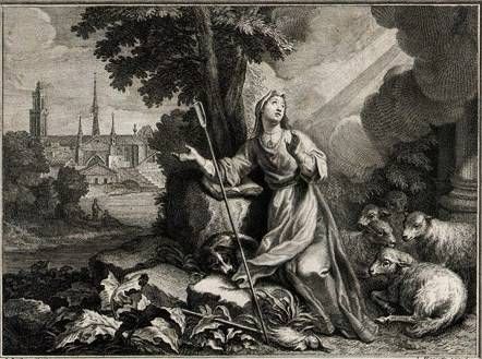 Gravure accompagnant une prière ancienne (du XVIe siècle ?)