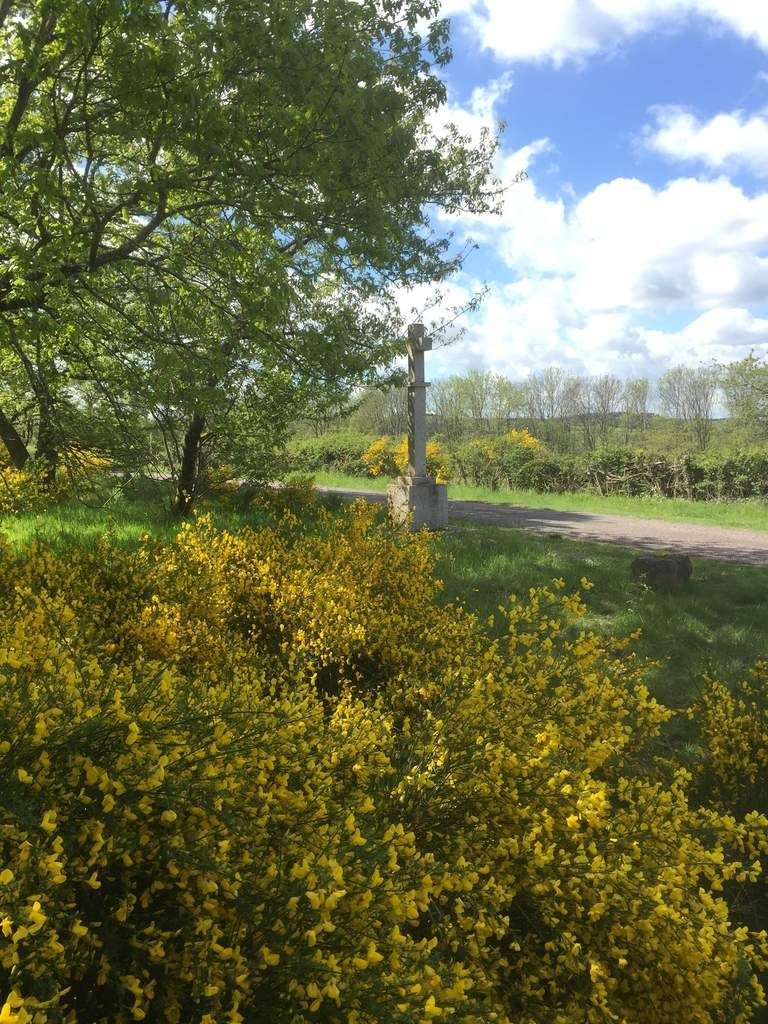 Route de Savilly, la croix Gibot, où le Bien-Aller a sonné une messe de St-Hubert.