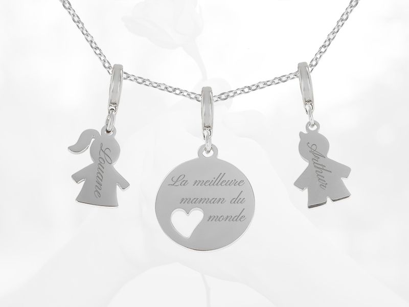collier personnalisable gravé avec des pampilles en acier
