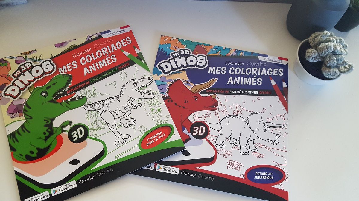 coloriages dinosaures en 3d avec appli mobile de réalité augmentée