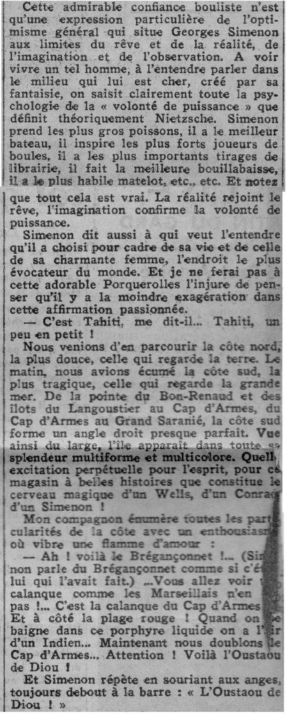 Dans les &quot;Nouvelles Littéraires&quot; en 1937 avec Georges Simenon 2/2
