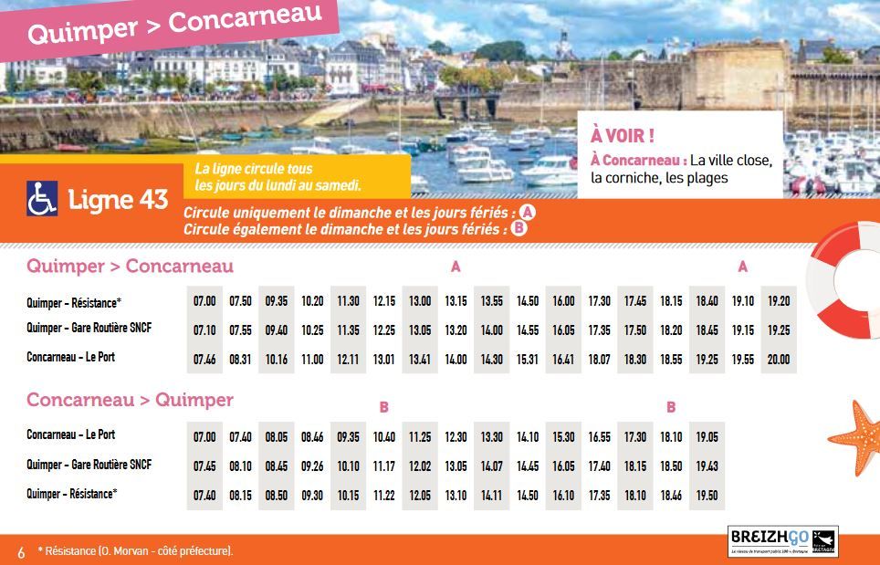 Les horaires des cars pour les plages, en partant de Quimper et Edern Penhars Infos Quimper