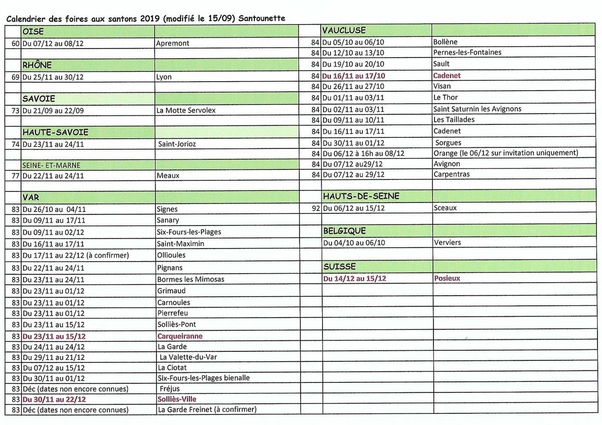 Calendrier Des Foires Aux Santons 2019 Mise A Jour Au 15 09 2019 Santons Et Creches De Provence calendrier foire aux santons 2021