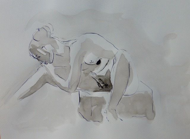 et 3 dessins à l'encre sur papier (30 cm x 40 cm)