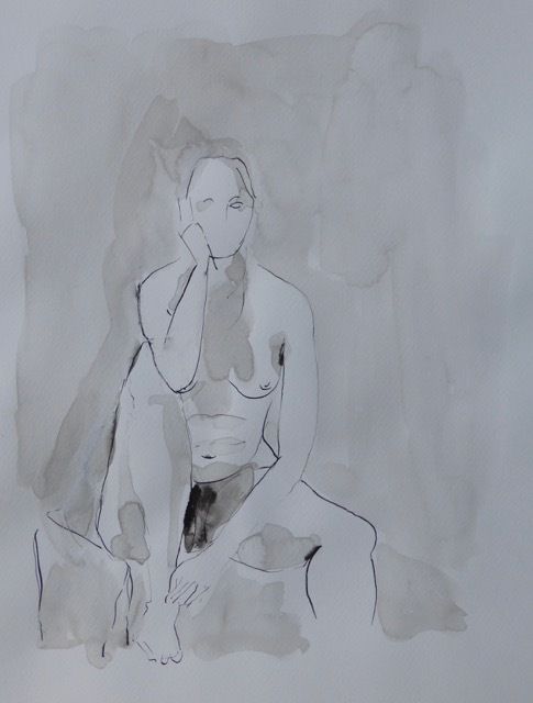 et 3 dessins à l'encre sur papier (30 cm x 40 cm)
