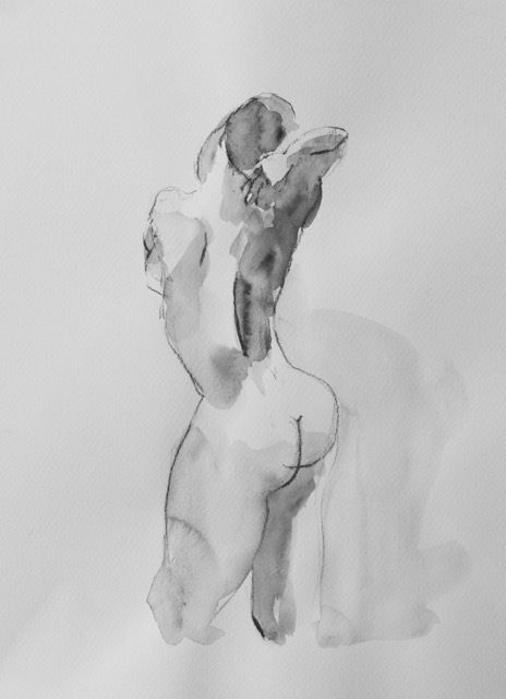 et 3 dessins à l'encre sur papier (30 cm x 40 cm)